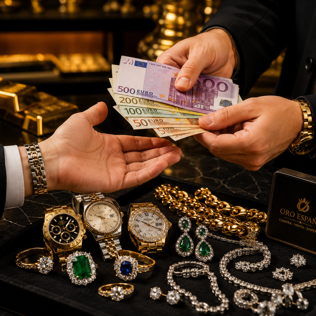 Pago inmediato por joyas y oro en Oro España Madrid